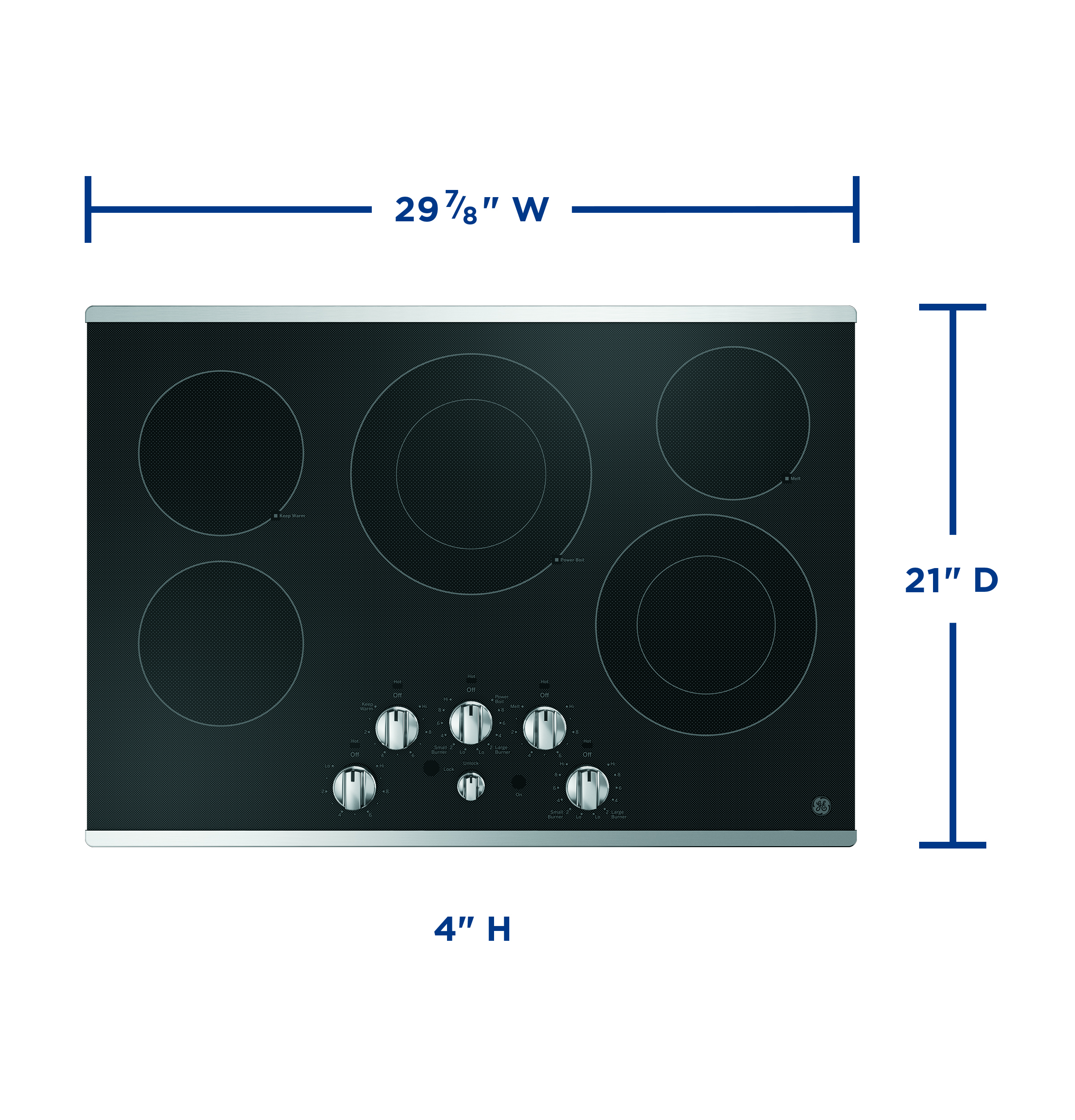 30" Built-In knob Control Electric Cooktop view 3
