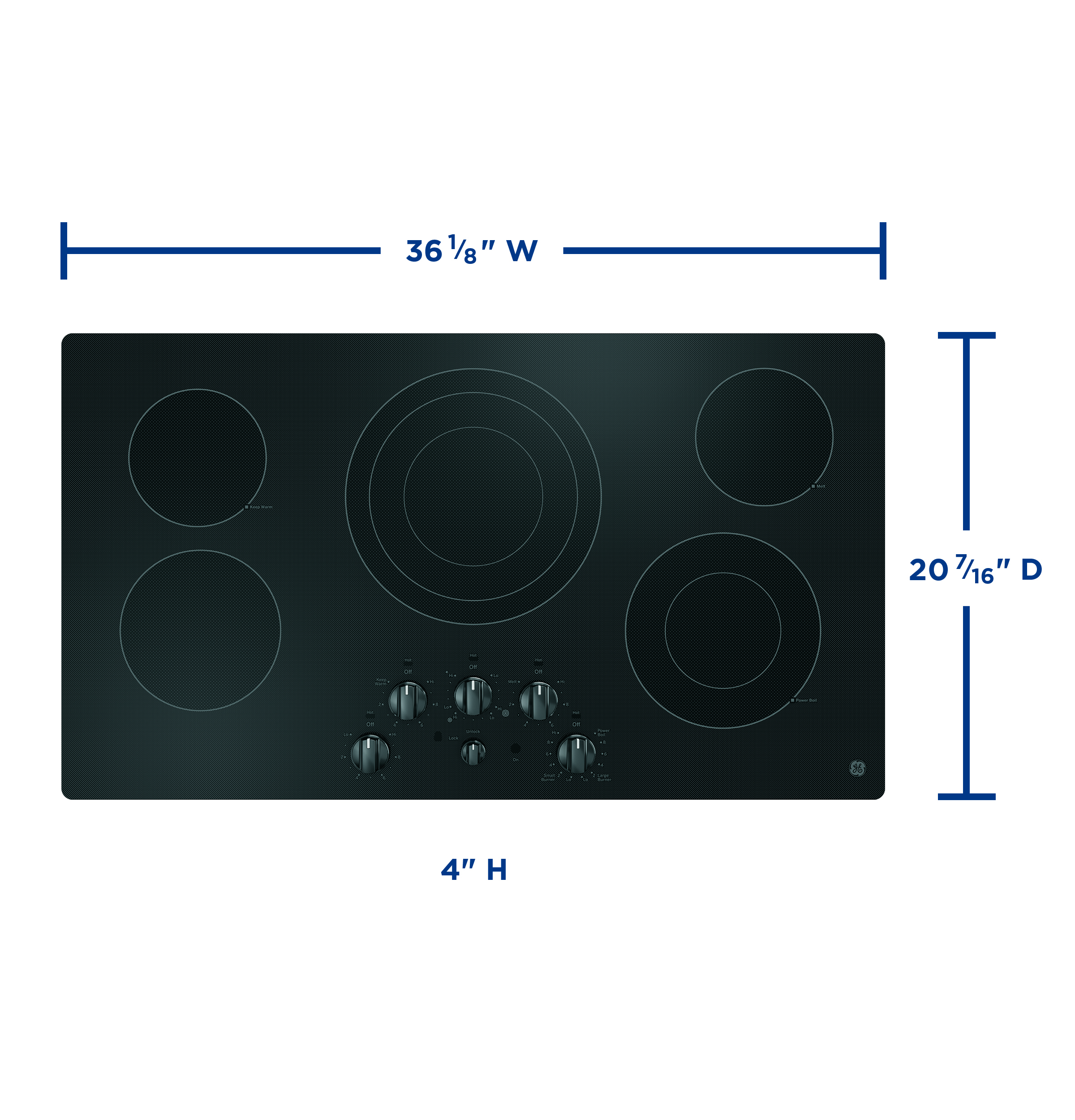36" Built-In Knob Control Electric Cooktop view 3