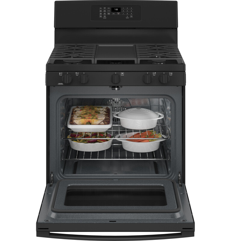 30" Free-Standing Gas Convection Range with No Preheat Air Fry JGB735DPBB, product image 3 of 17