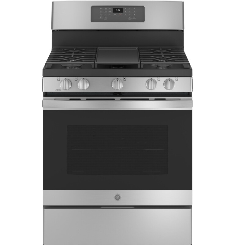 GE 30" Free-Standing Gas Convection Range with No Preheat Air Fry Stainless Steel JGB735SPSS Picture 1