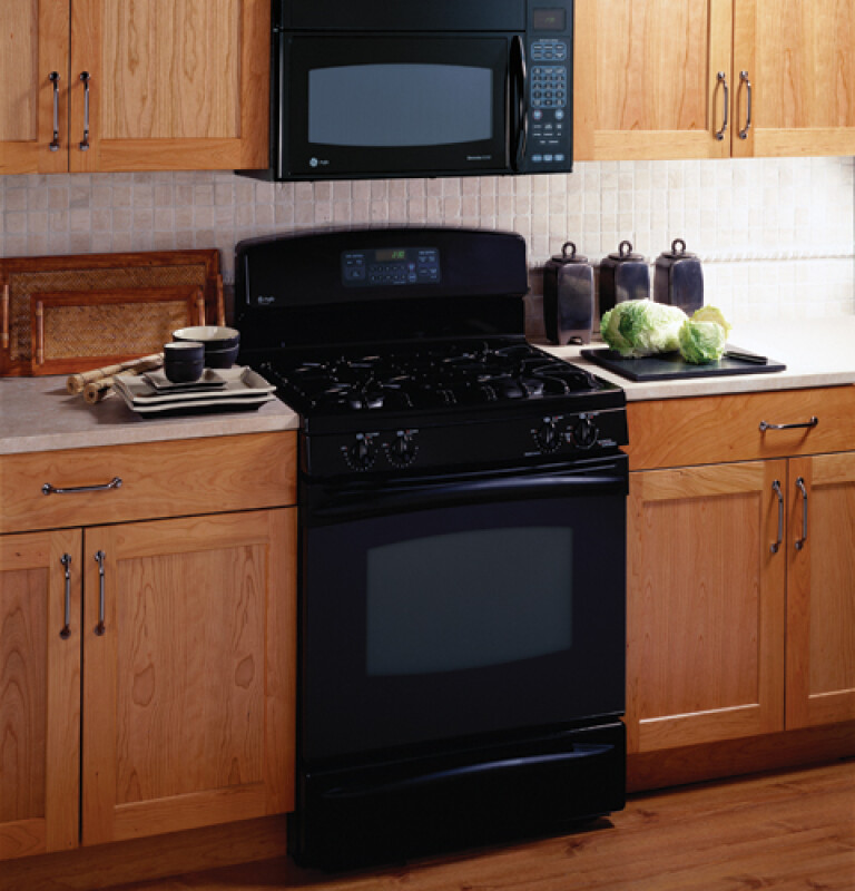 GE Profile Free-Standing Self-Clean Gas Range Black on Black JGB900BEKBB Picture 1