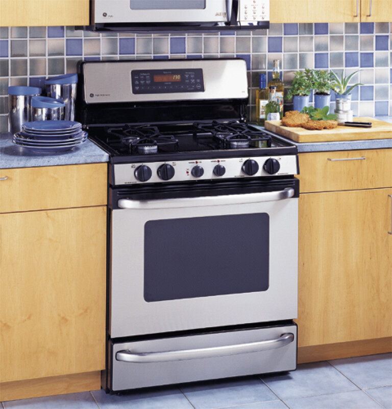 Free-Standing Self-Clean Convection Gas on Glass Range with Warming Drawer JGB920SECSS
