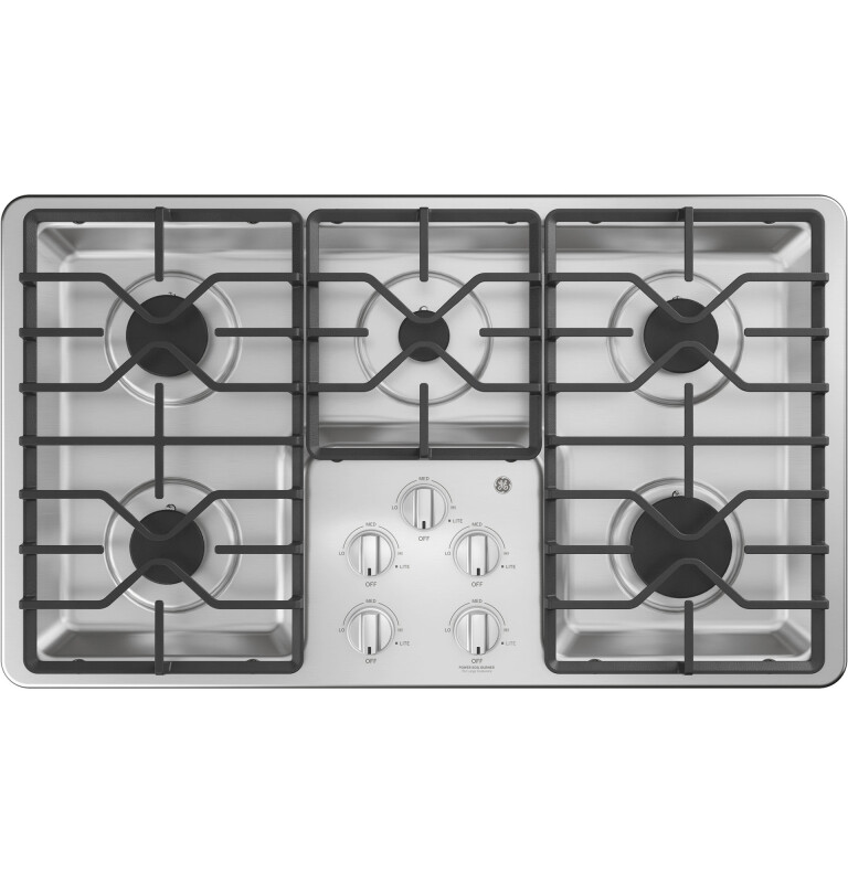 GE 36" Built-In Gas Cooktop with Dishwasher-Safe Grates Stainless Steel JGP3036SLSS Picture 1