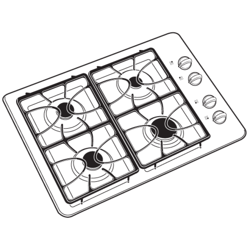 30" Built-In Gas Cooktop JGP329DETBB, product image 3 of 4