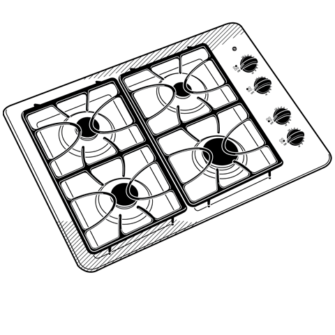 30" Built-In Gas Cooktop JGP333SETSS, product image 7 of 7