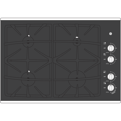 30" Built-In Gas on Glass Cooktop with Dishwasher Safe Grates JGP5530DLBB, product image 11 of 12