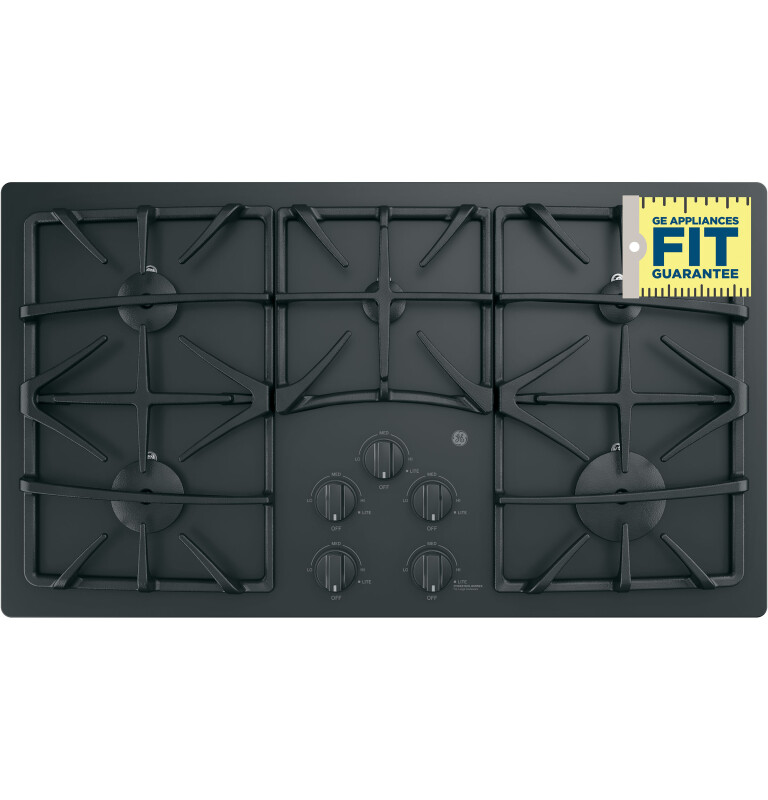 36" Built-In Gas on Glass Cooktop with 5 Burners and Dishwasher Safe Grates JGP5536DLBB, product image 9 of 11