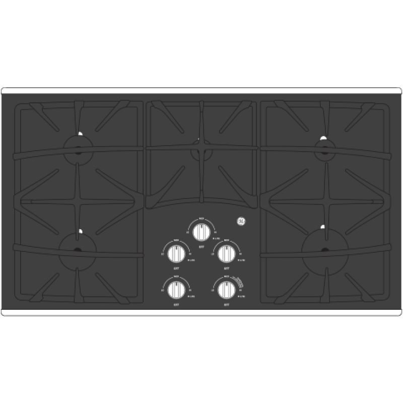 36" Built-In Gas on Glass Cooktop with 5 Burners and Dishwasher Safe Grates JGP5536DLBB, product image 10 of 11