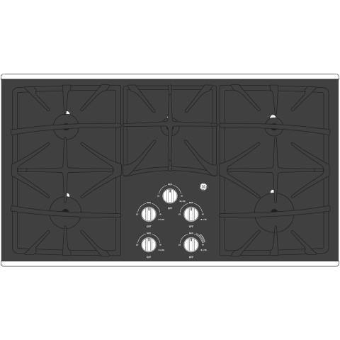 36" Built-In Gas on Glass Cooktop with 5 Burners and Dishwasher Safe Grates JGP5536SLSS