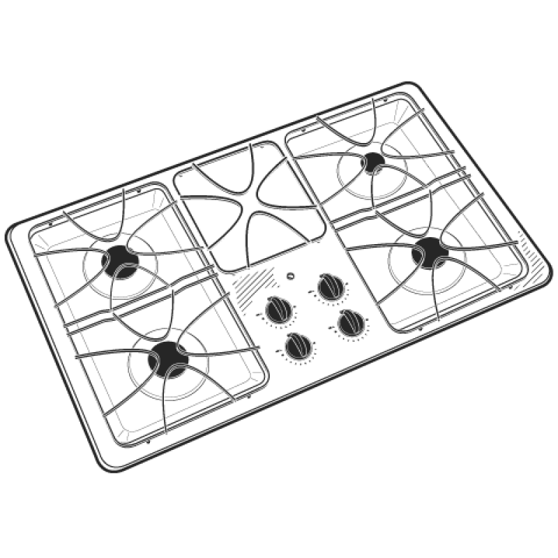 36" Built-In Gas Cooktop JGP628SEJSS, product image 2 of 3