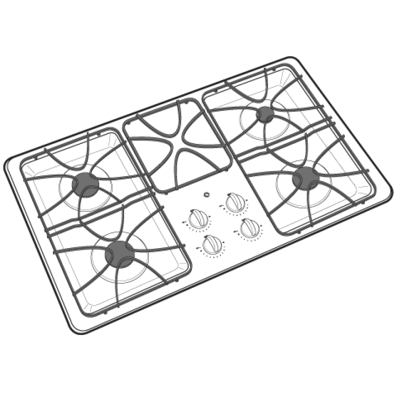 36" Built-In Gas Cooktop JGP628WEJWW, product image 2 of 3