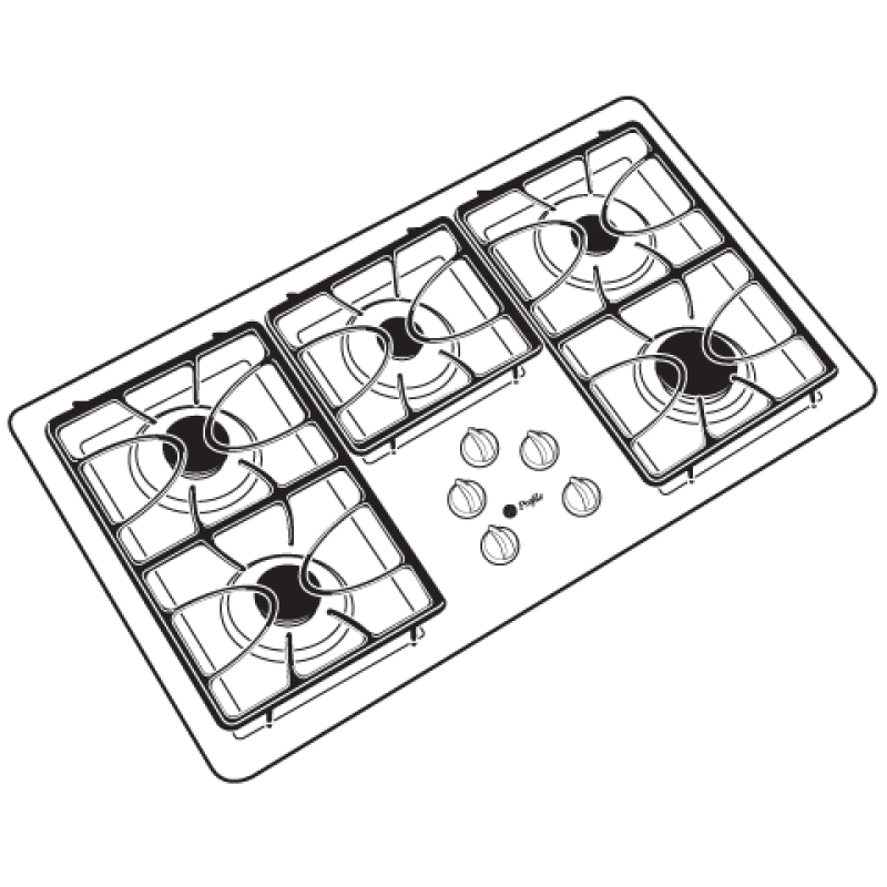 36" Built-In Gas Cooktop JGP633DETBB, product image 5 of 6