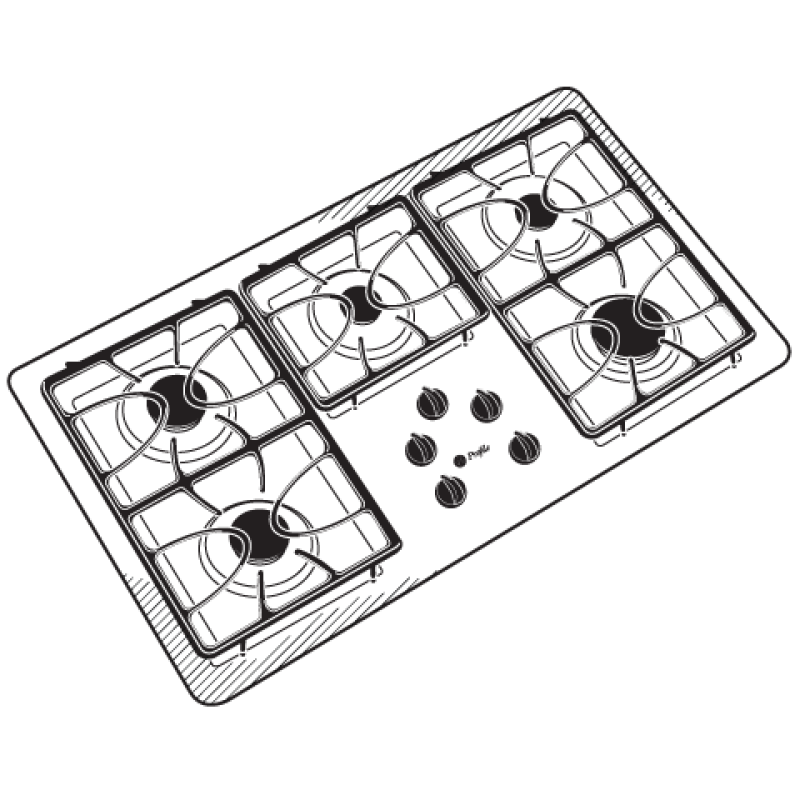 36" Built-In Gas Cooktop JGP633SETSS, product image 6 of 6