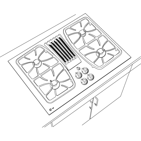 30" Built-In Gas Downdraft Cooktop JGP989BKBB