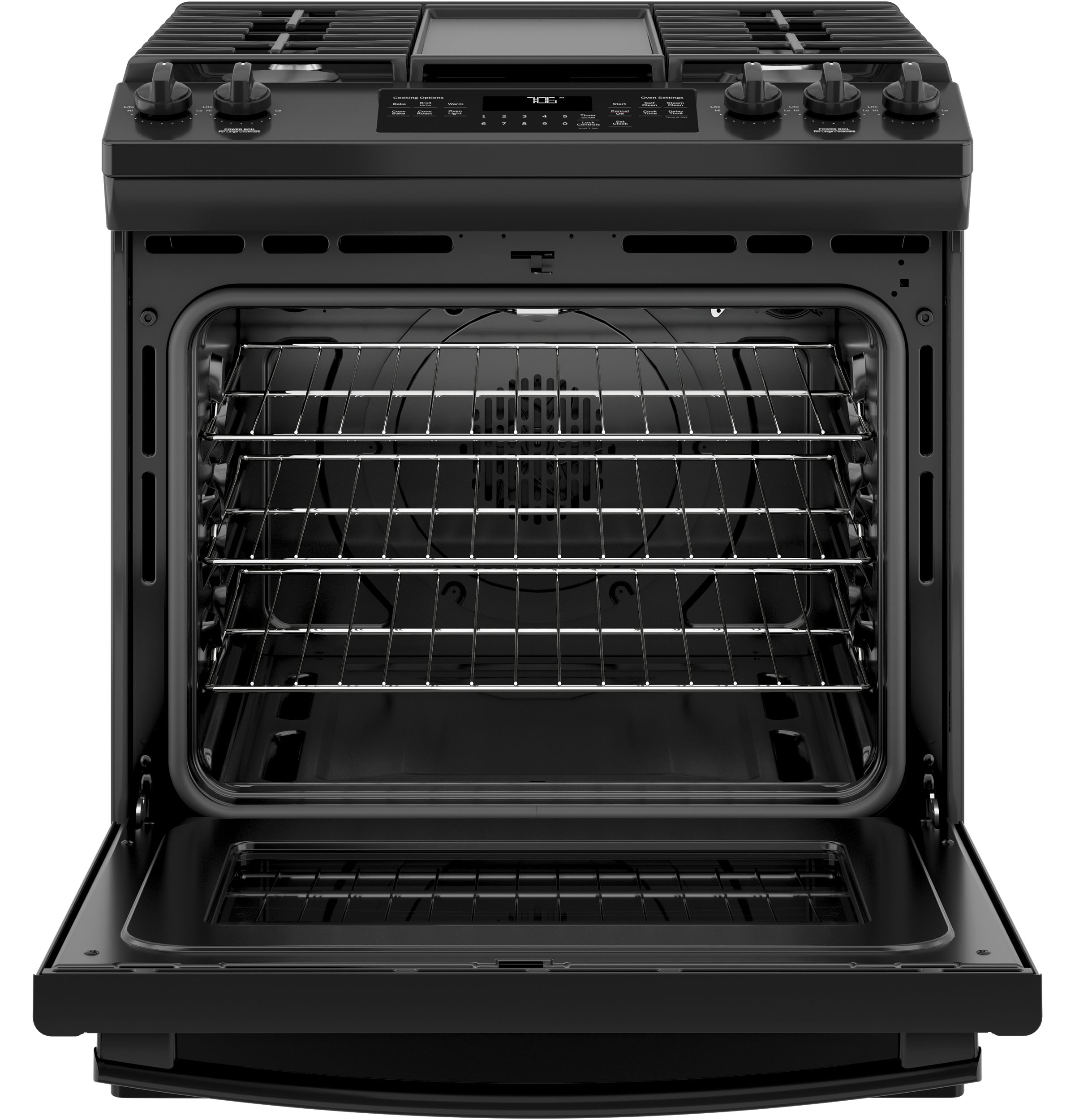 30" Slide-In Front-Control Convection Gas Range JGS760DELBB, product image 3 of 12