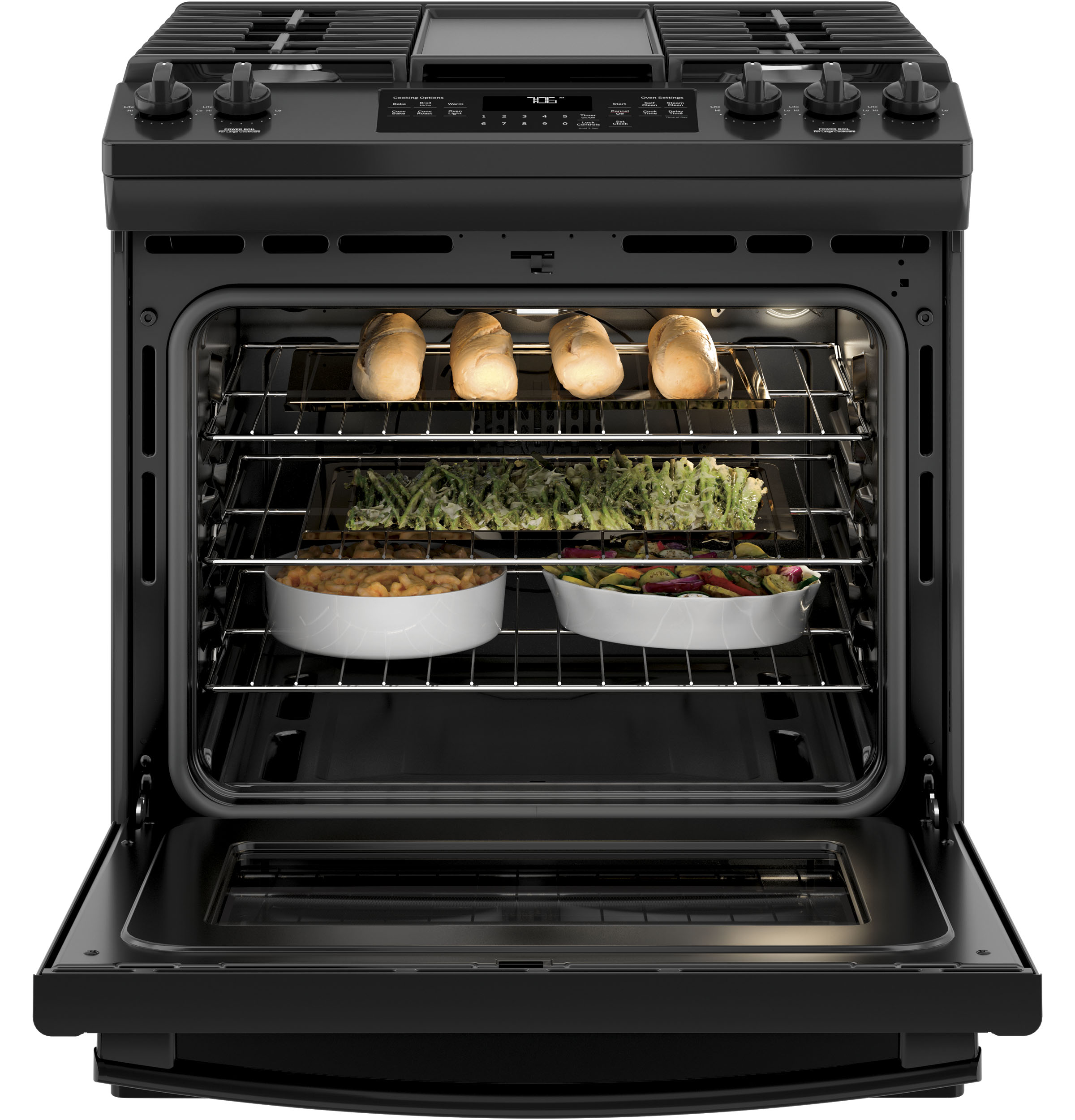 30" Slide-In Front-Control Convection Gas Range JGS760DELBB, product image 5 of 12
