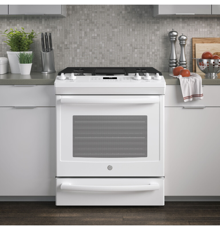 30" Slide-In Front-Control Convection Gas Range JGS760DELWW, product image 9 of 11