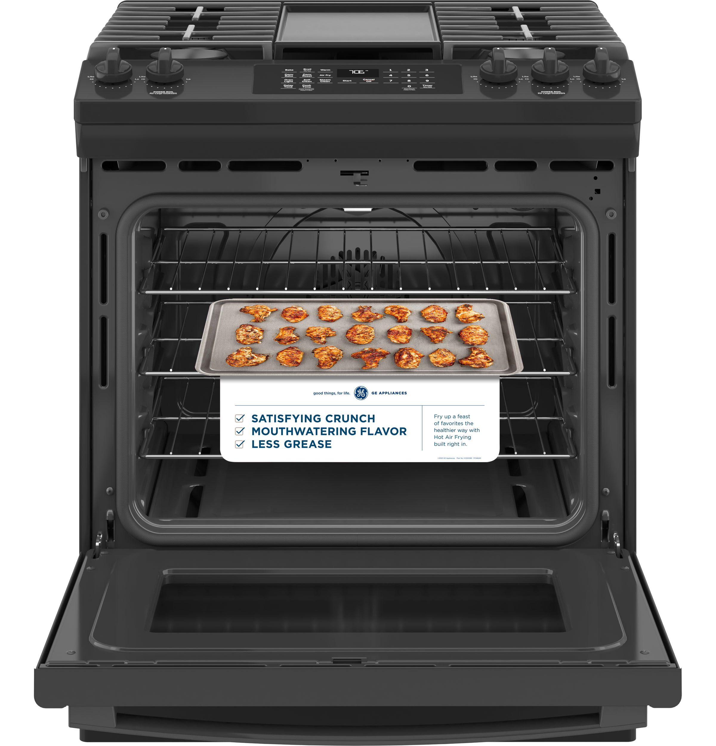 30" Slide-In Front-Control Convection Gas Range with No Preheat Air Fry JGS760DPBB