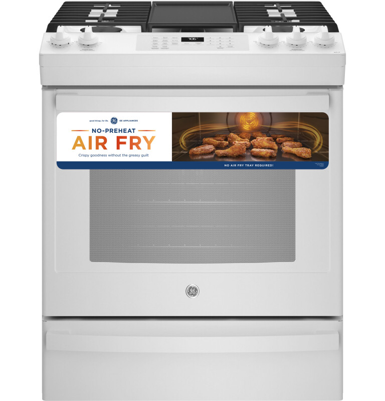 30" Slide-In Front-Control Convection Gas Range with No Preheat Air Fry JGS760DPWW
