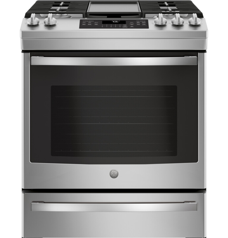 GE 30" Slide-In Front-Control Convection Gas Range Stainless Steel JGS760SELSS Picture 1