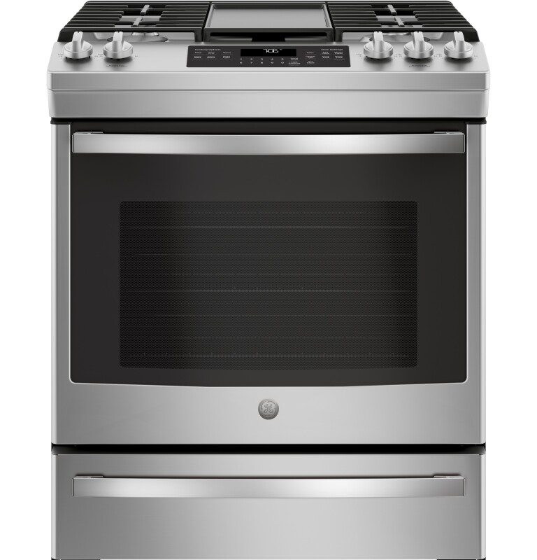 30" Slide-In Front-Control Convection Gas Range JGS760SELSS