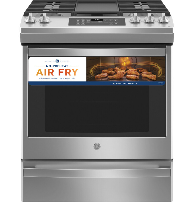30" Slide-In Front-Control Convection Gas Range with No Preheat Air Fry JGS760SPSS