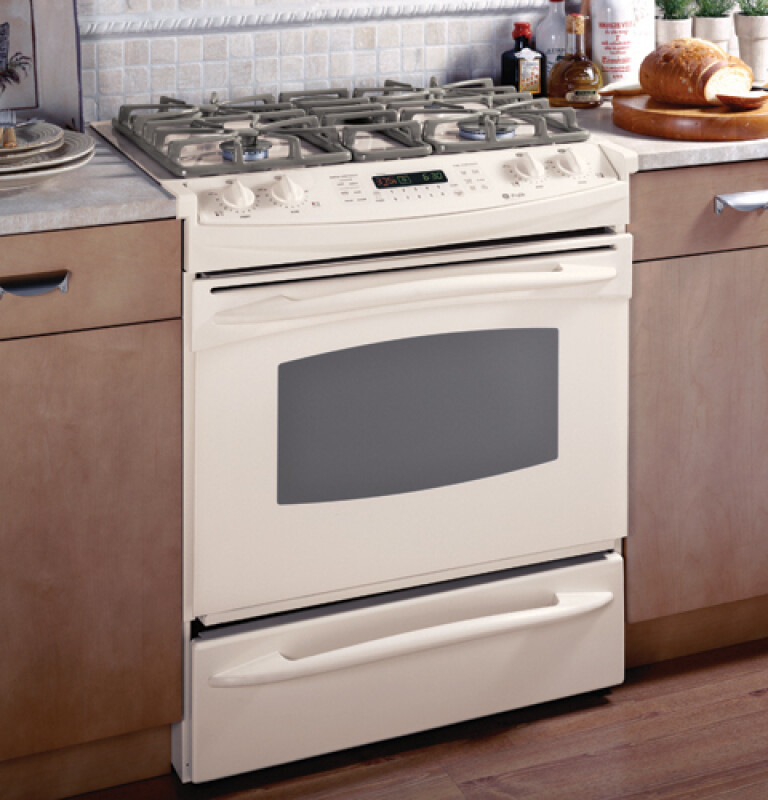 GE Profile 30" Slide-In Gas Range Bisque JGS968KHCC Picture 1