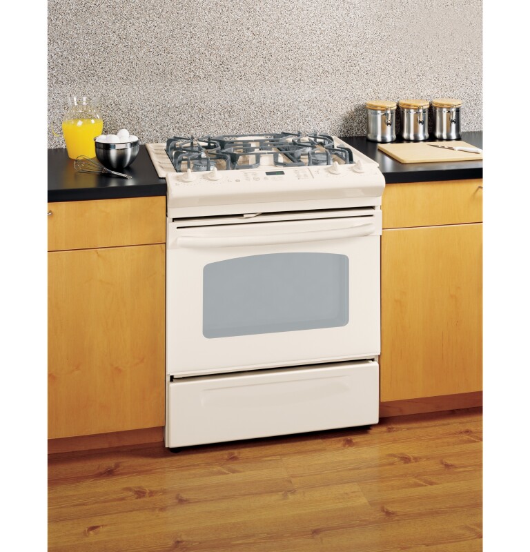 GE 30" Slide-In Gas Range with Self-Cleaning Oven Bisque on Bisque JGSP28DENCC Picture 1