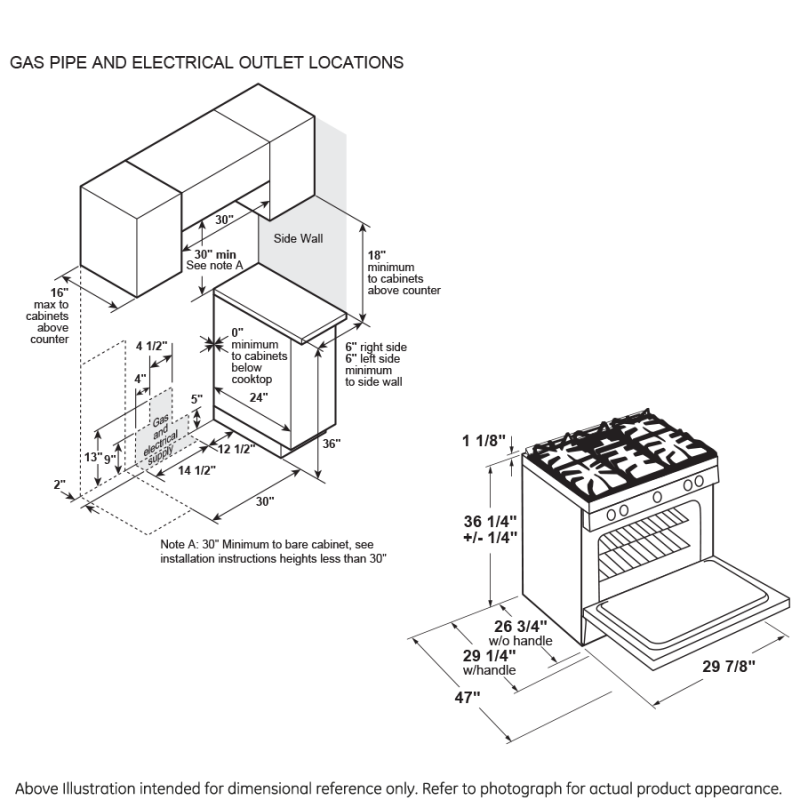 GE® 30" Slide-In Front Control Gas Range view 16