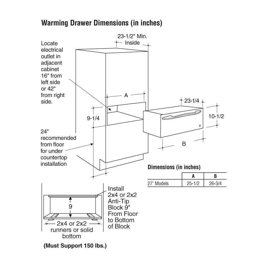27" Warming Drawer JKD915BKBB