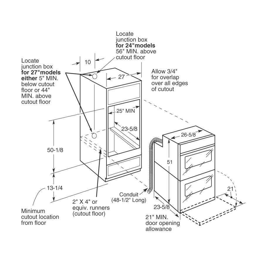 27" Built-In Double Wall Oven JKP28SKSS, product image 3 of 3