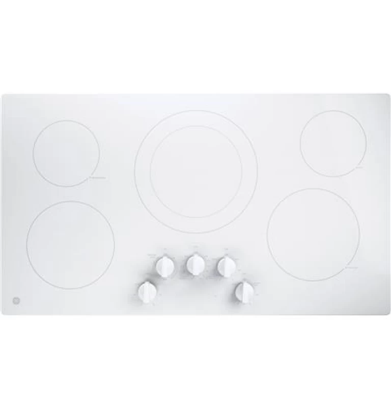 GE 36" Built-In Knob Control Electric Cooktop White JP3036TLWW Picture 1