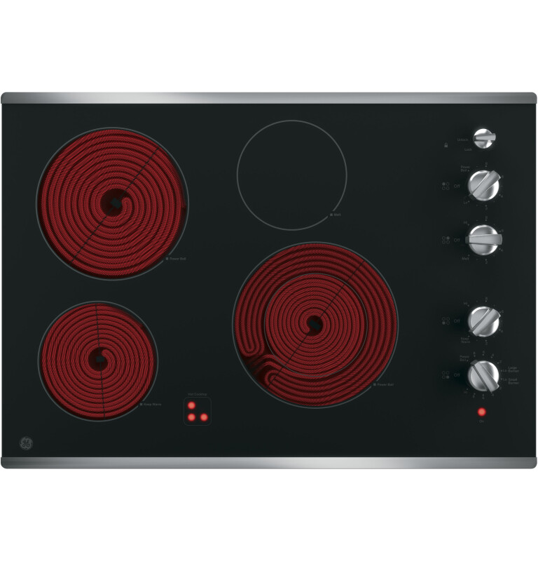30" Built-In Knob Control Electric Cooktop JP3530SJSS, product image 3 of 6