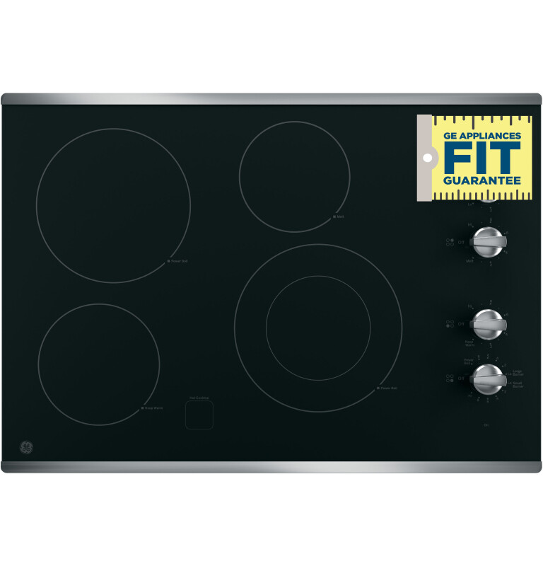 30" Built-In Knob Control Electric Cooktop JP3530SJSS, product image 4 of 6