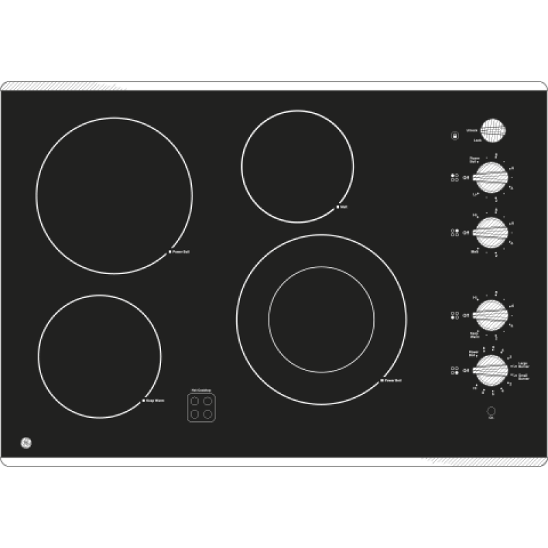 30" Built-In Knob Control Electric Cooktop JP3530SJSS, product image 5 of 6