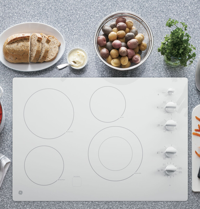 30" Built-In Knob Control Electric Cooktop JP3530TJWW, product image 2 of 6