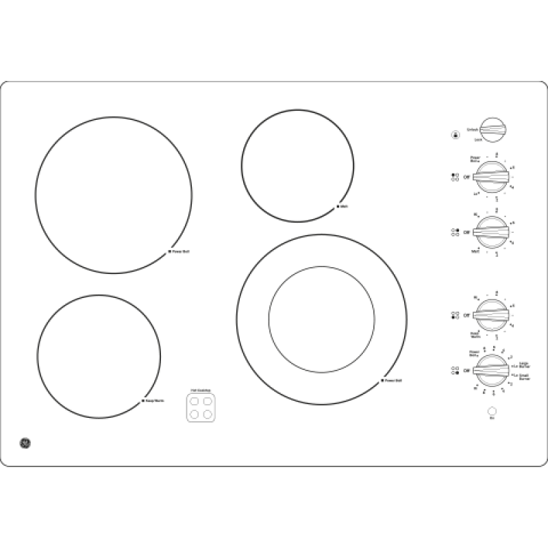 30" Built-In Knob Control Electric Cooktop JP3530TJWW, product image 5 of 6