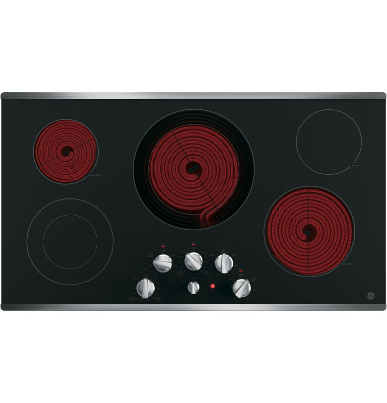 36" Built-In Knob Control Electric Cooktop JP3536SJSS, product image 3 of 6
