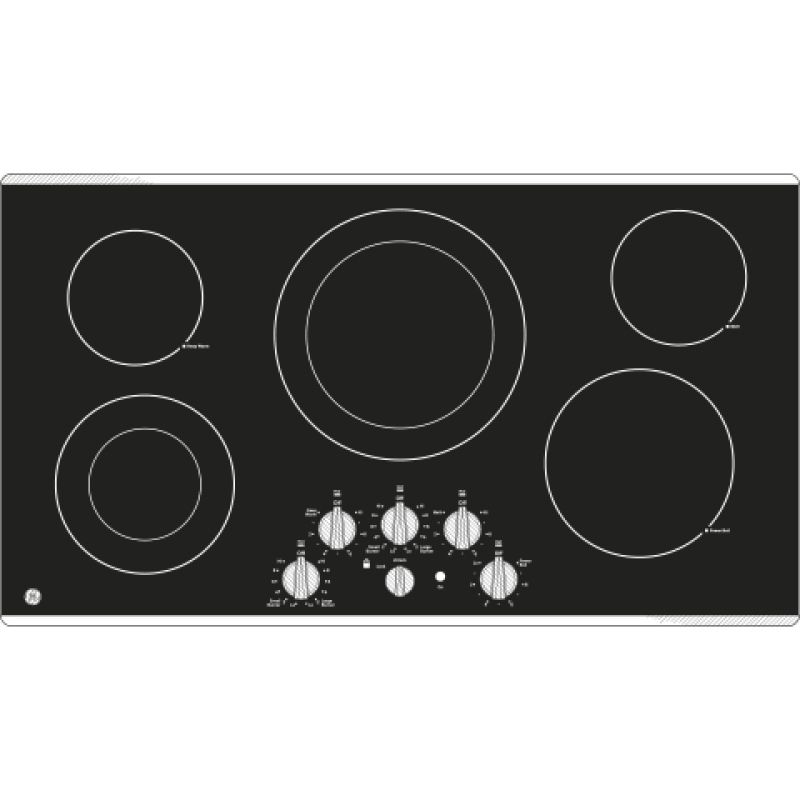 36" Built-In Knob Control Electric Cooktop JP3536SJSS, product image 5 of 6