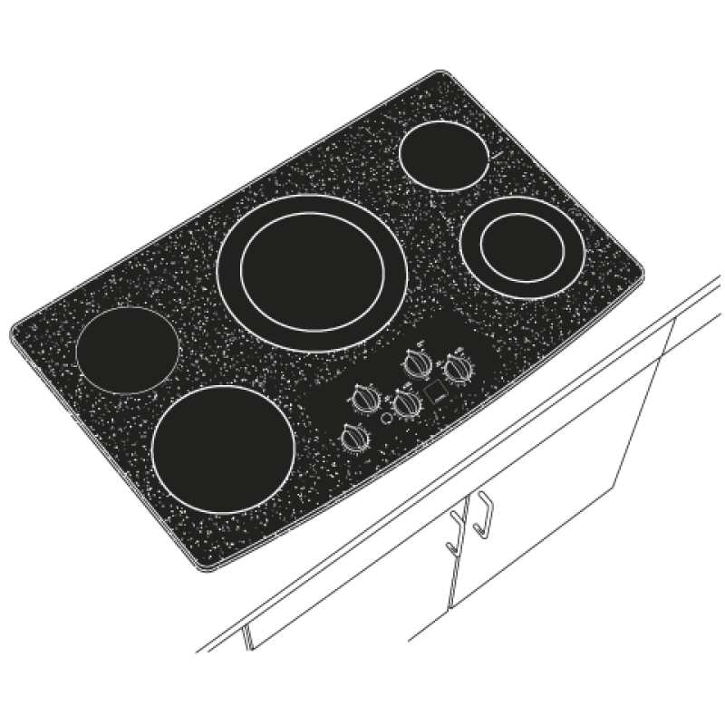 36" Built-In Electric Cooktop JP656DDBB, product image 5 of 6