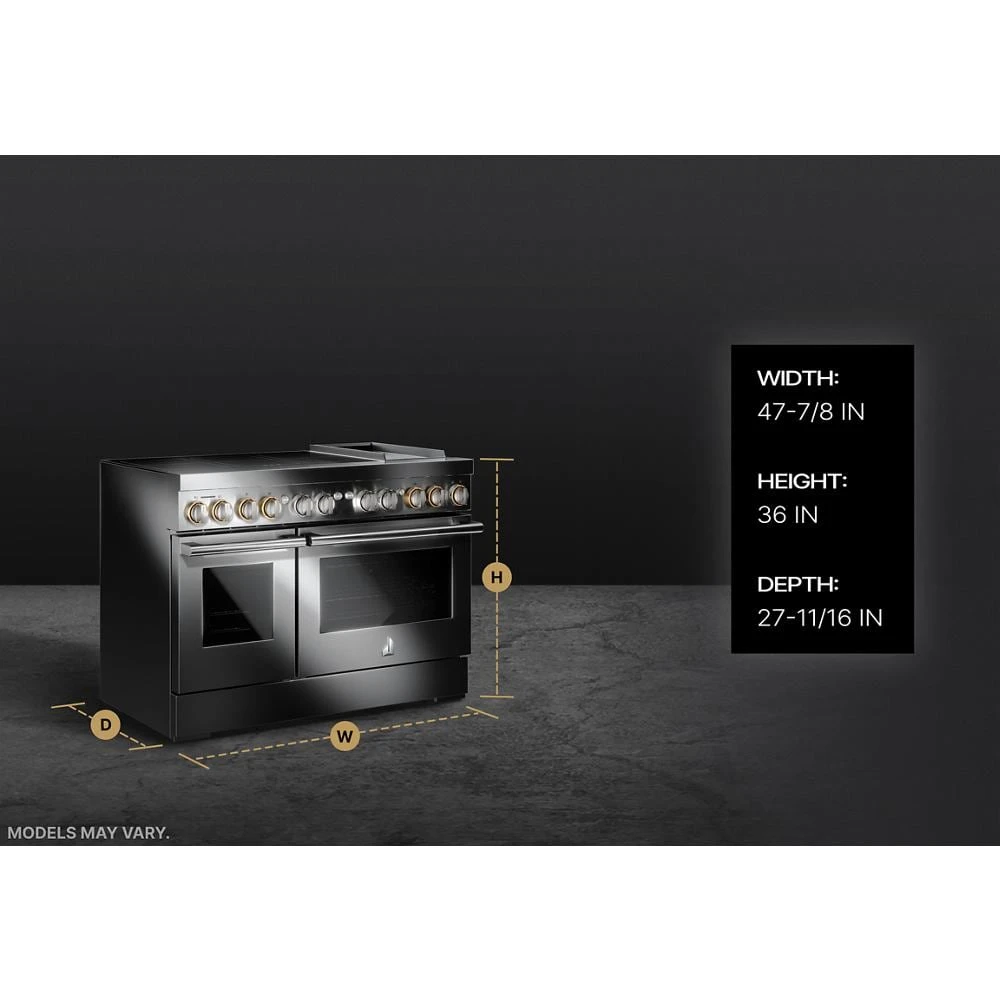 RISE™ 48" Induction Professional-Style Range with Chrome-Infused Griddle JPIGC748RL