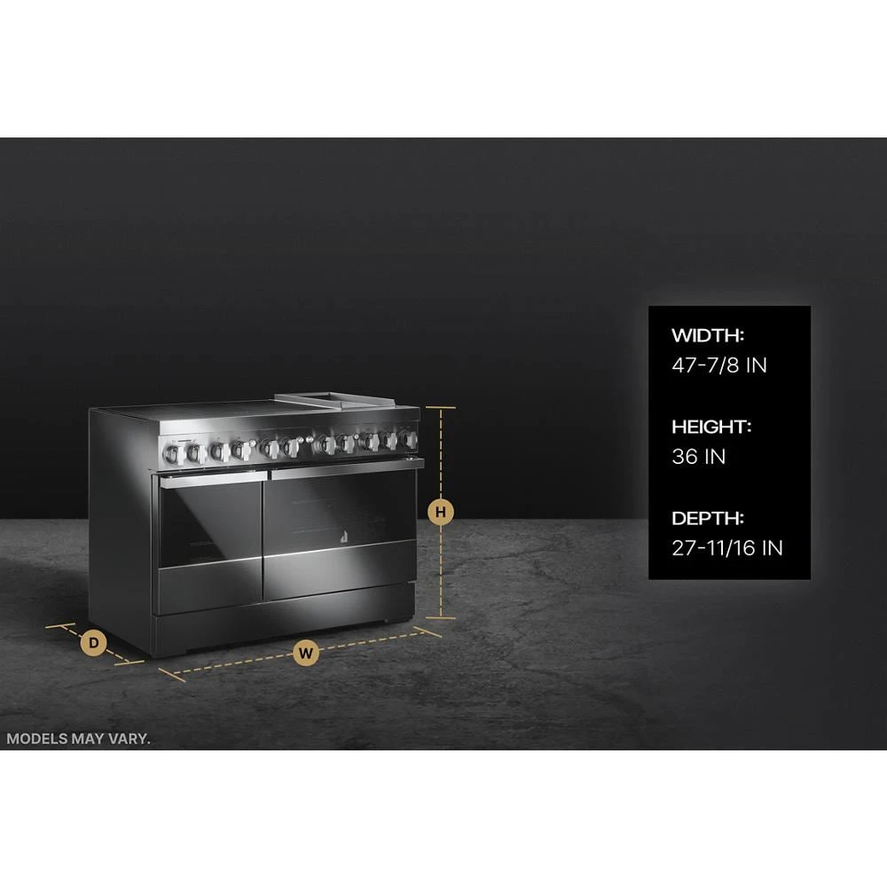 NOIR™ 48" Induction Professional-Style Range with Chrome-Infused Griddle JPIGC748RM