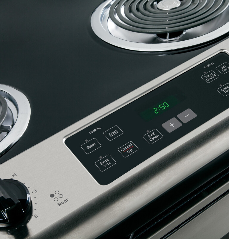 30" Slide-In Front Control Electric Range JS250RFSS, product image 9 of 13