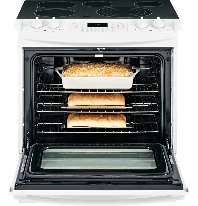 30" Slide-In Front Control Electric Convection Range JS750DFWW, product image 3 of 11