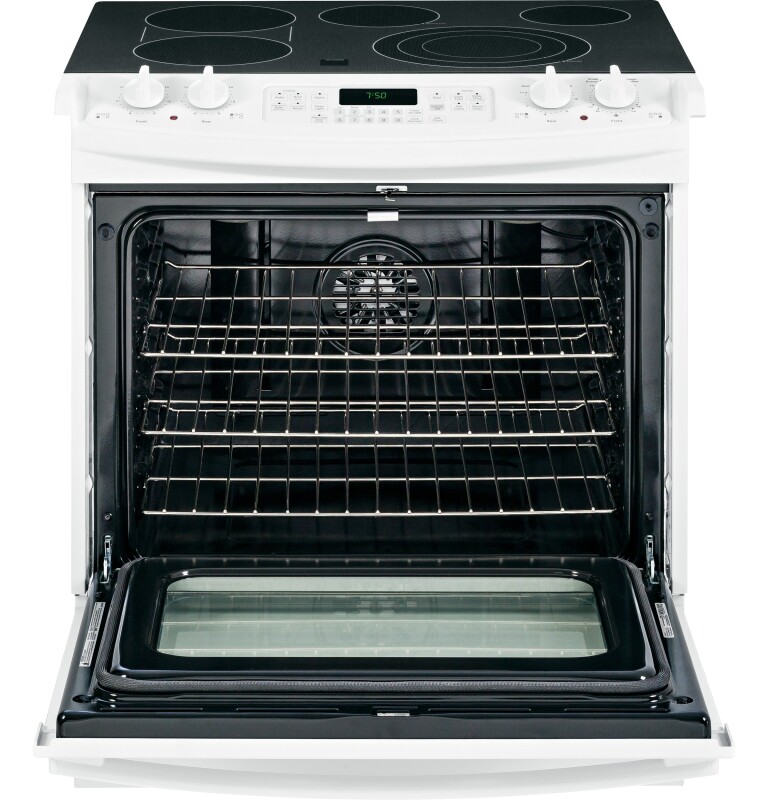 30" Slide-In Front Control Electric Convection Range JS750DFWW, product image 4 of 11