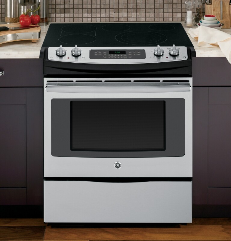 30" Slide-In Front Control Electric Convection Range JS750SFSS, product image 2 of 10