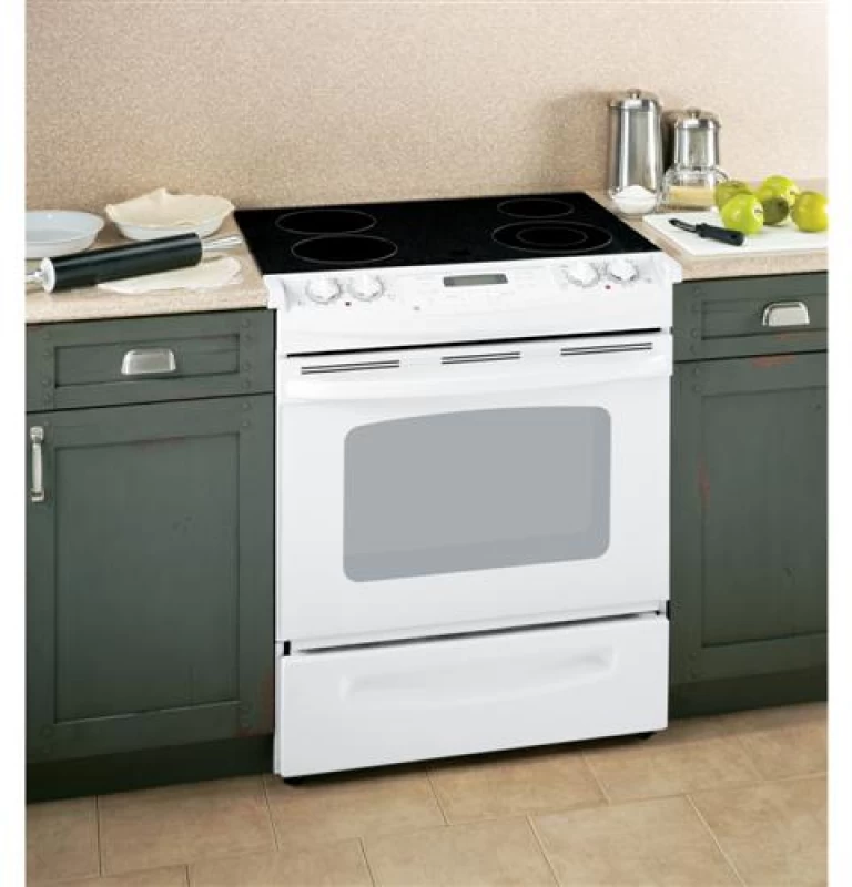 GE 30" Slide-In Electric Range with Self-Cleaning Oven White JSP42DNWW Picture 1