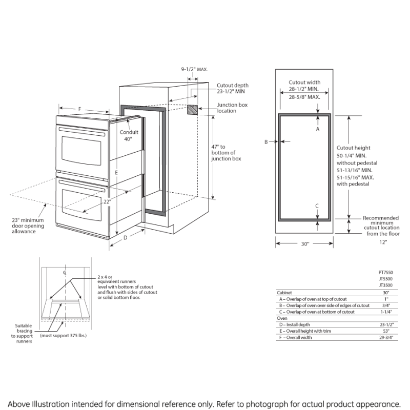 30" Built-In Double Wall Oven JT3500SFSS