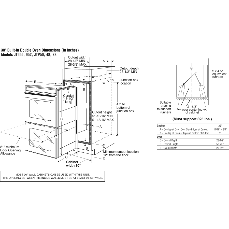30" Built-In Double Convection/Thermal Wall Oven JT952SKSS