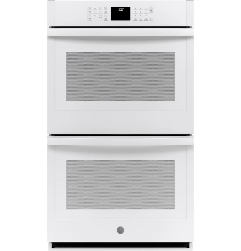GE 30" Smart Built-In Self-Clean Double Wall Oven with Never-Scrub Racks White JTD3000DNWW Picture 1
